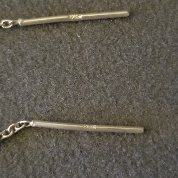 Sterling Threader Earrings w/ Mother of Pearl - Picture 3 of 4